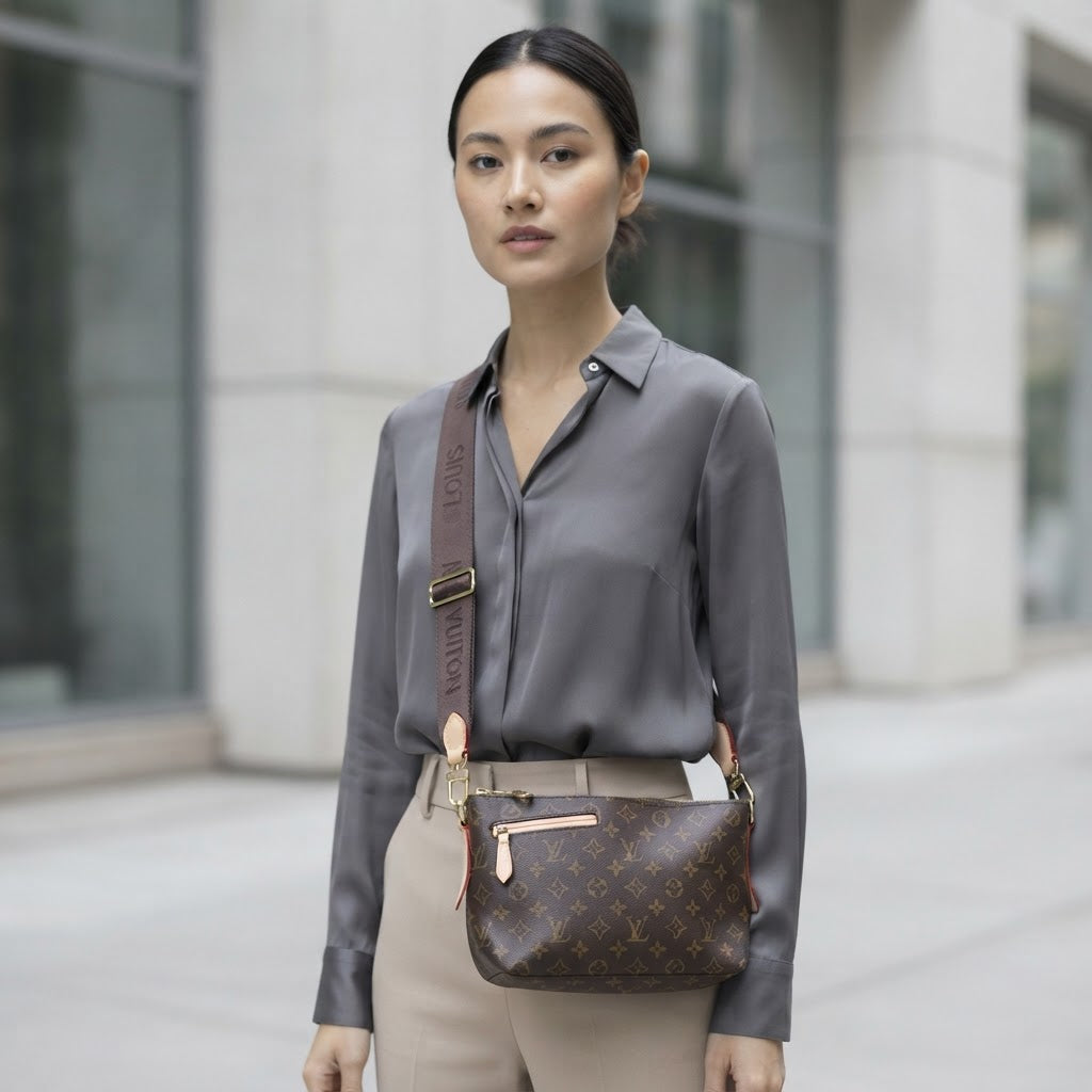 LOUIS VUITTON Monogram Canvas Crossbody Bag with Textile Str