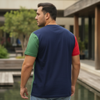 LACOSTE Men's Tri-Color Block Graphic Cotton T-Shirt