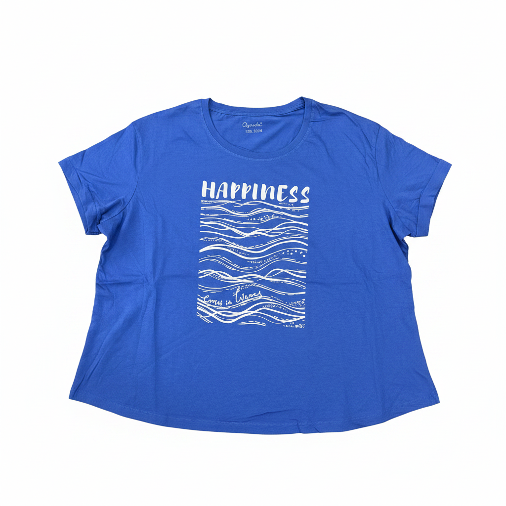 Women's Blue Happiness Graphic T-Shirt
