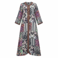 Women's Patchwork Print Embellished Maxi Kaftan Dress