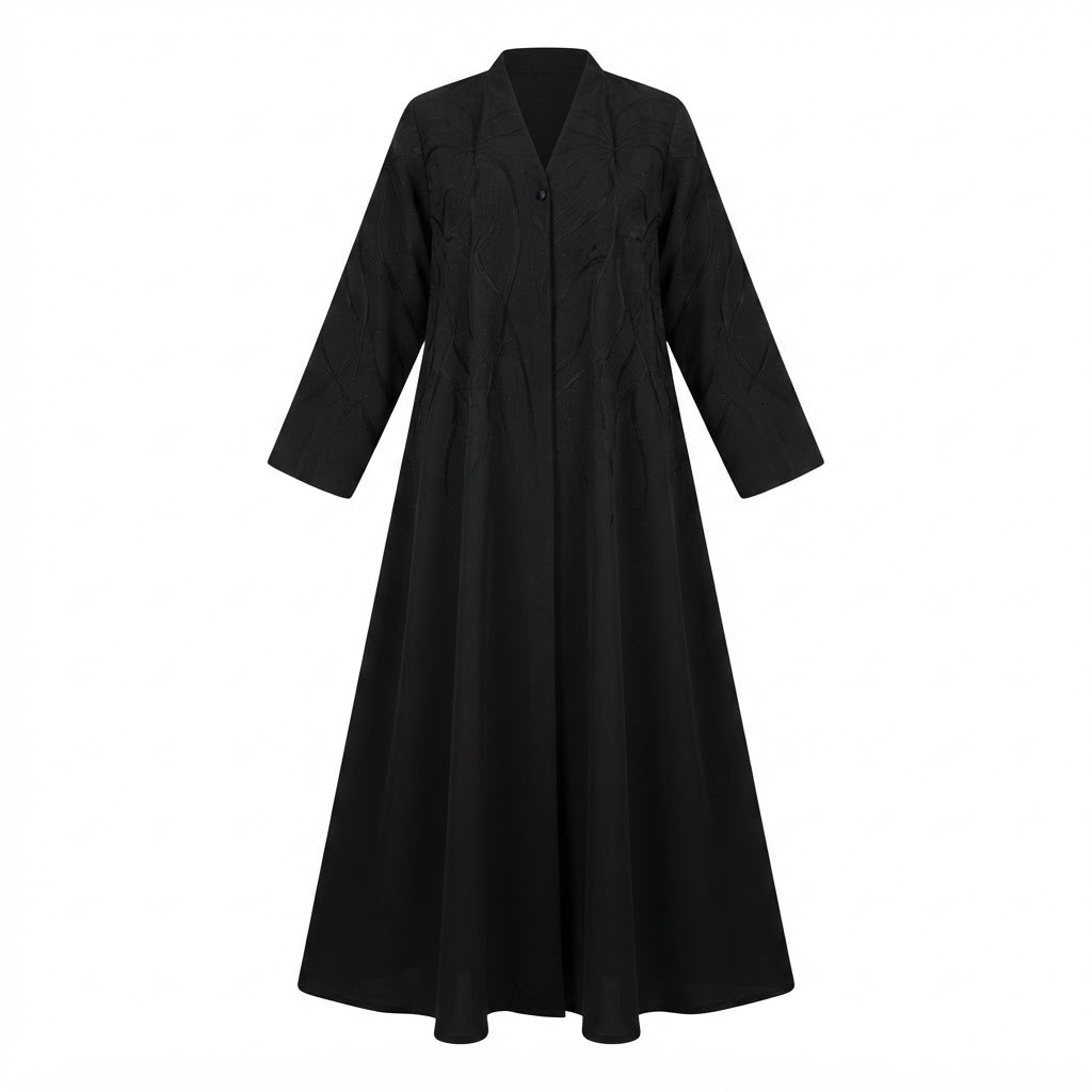 represent Black Embellished Occasion Abaya with Embroidered