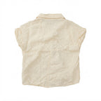 ZARA Women's Cream Linen-Blend Short Sleeve Button-Down Shir