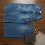 Splash Splash Medium Blue Wide-Leg Cargo Jeans with Front Se