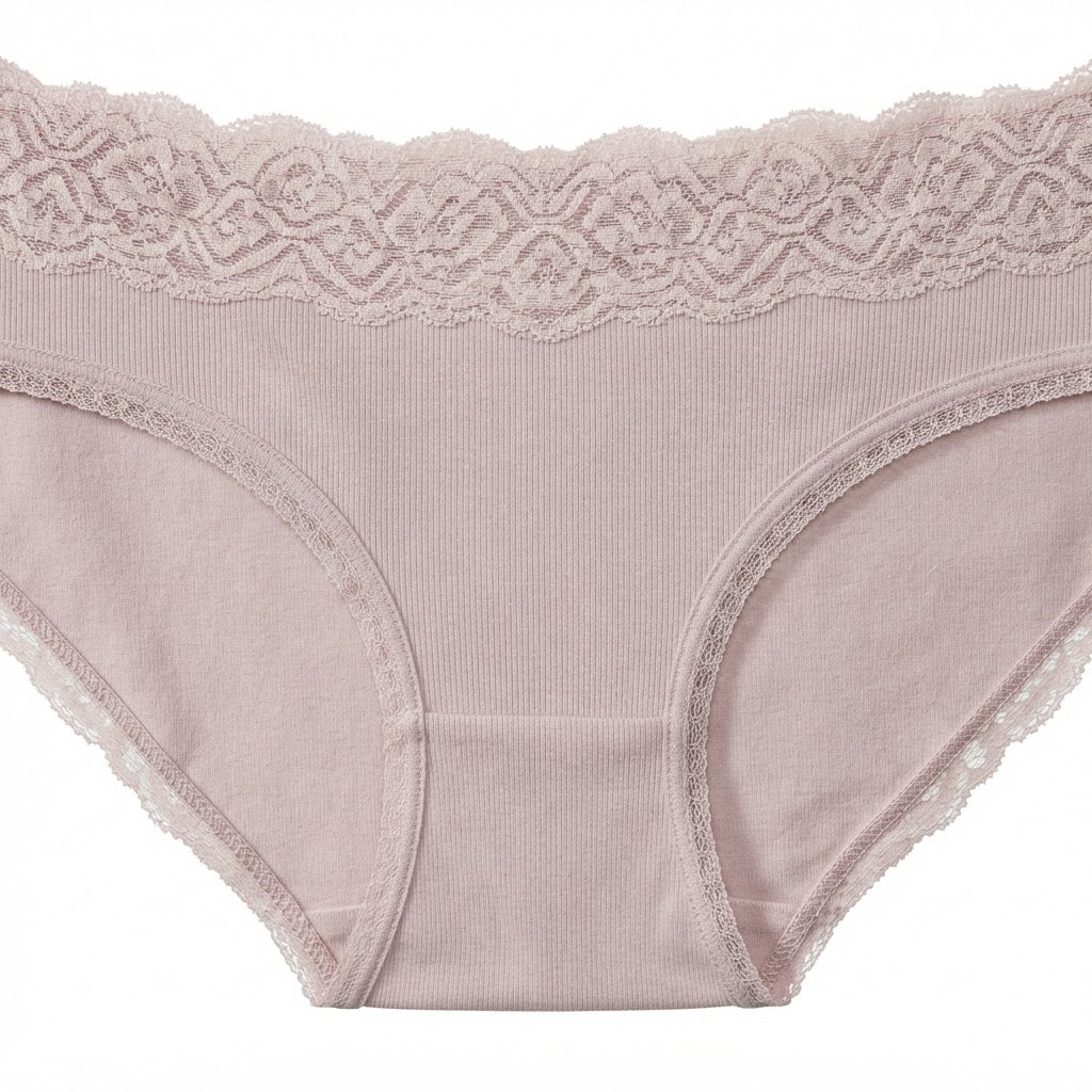 Blush Pink Floral Lace Cotton Panties