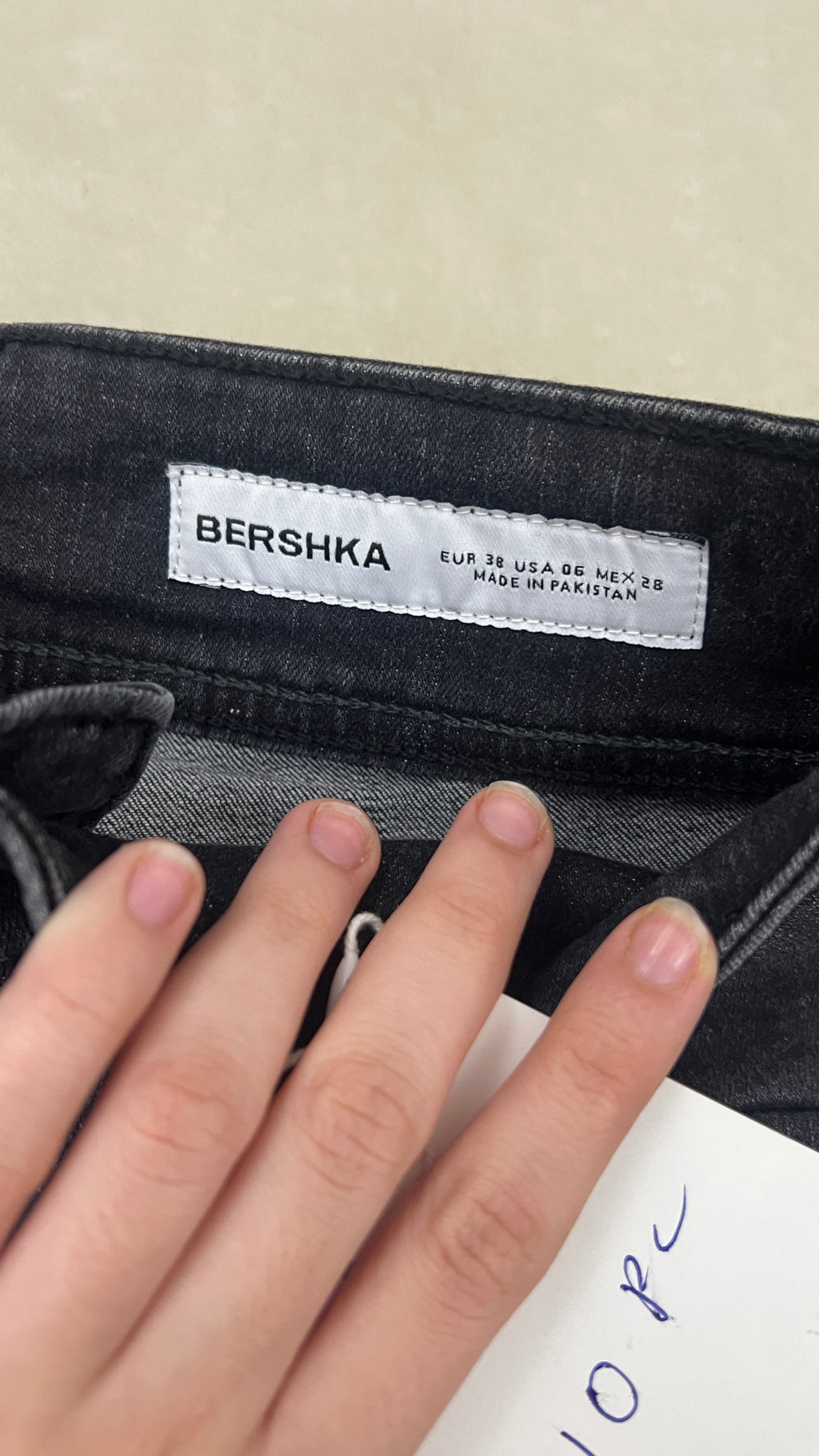 Bershka Washed Black Flare Jeans with Chevron Pocket Detail