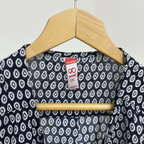 Women's Navy and White Printed Longline Kimono