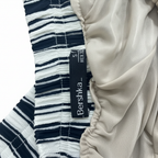 Bershka_ Women's Navy and White Striped Wide Leg Trousers