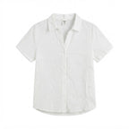 SHEIN White Short-Sleeve Relaxed Button-Front Shirt