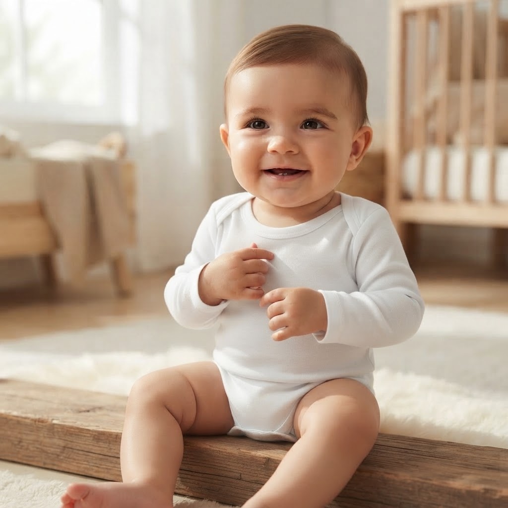 SHEIN SHEIN White Long-Sleeve Baby Bodysuit with Snap Closur