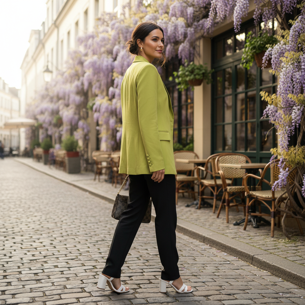 PRINCIPLES Women's Lime Green Tailored Single-Button Blazer
