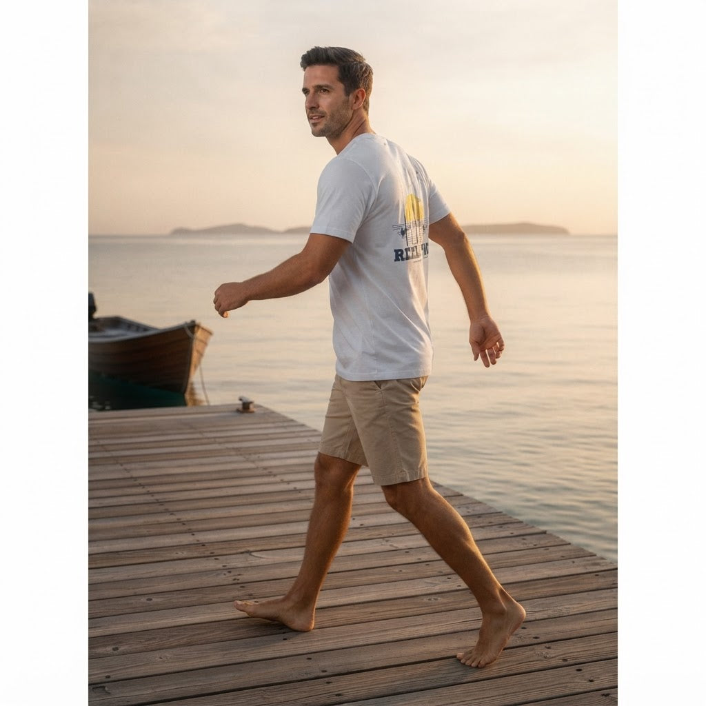 Reel Pro White Graphic Fishing T-Shirt with Reel Pro Back Pr