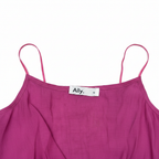 Women's Magenta V-Neck Button-Front Linen Blend Romper