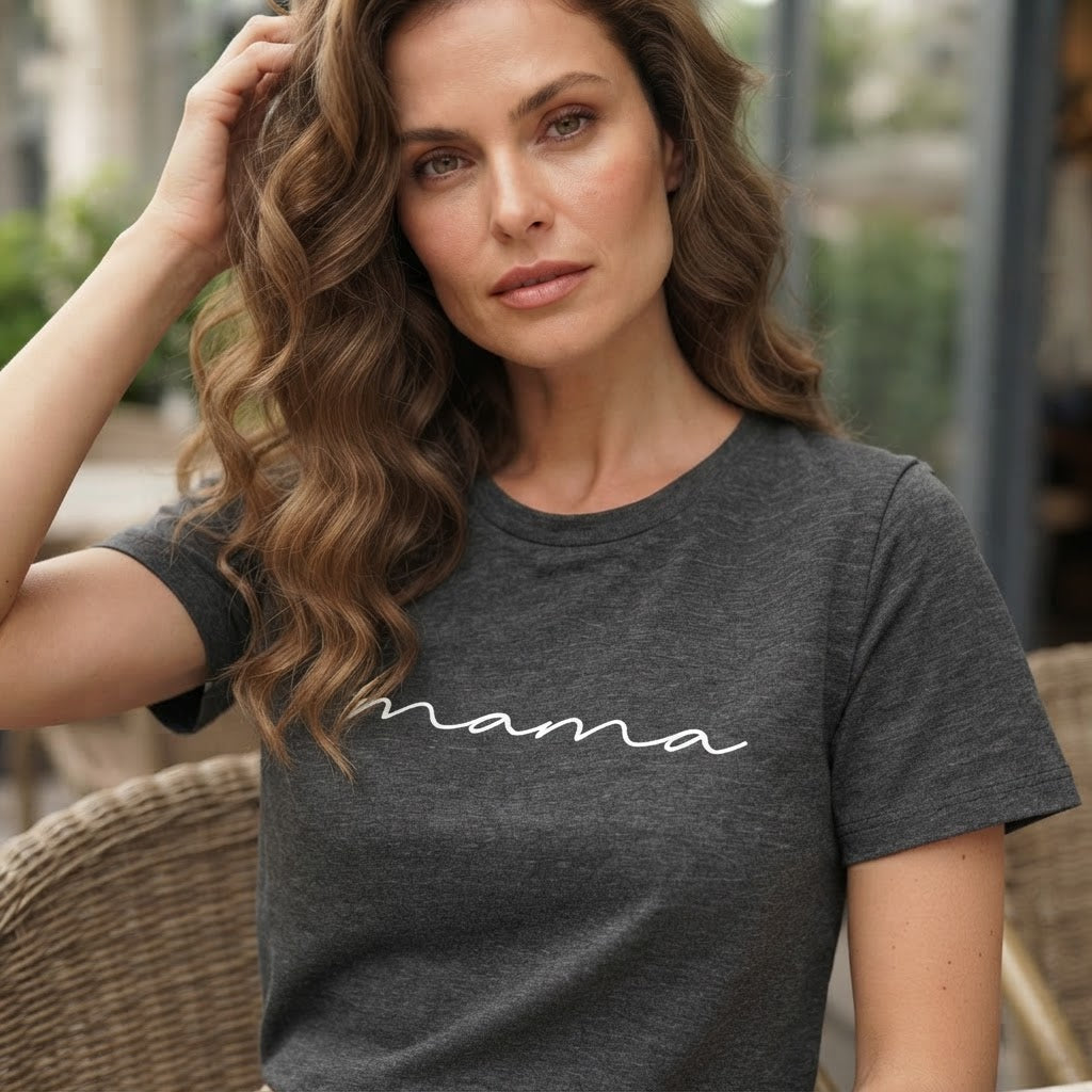 Emery Rose Charcoal Heather Grey Mama Script Graphic T-Shirt