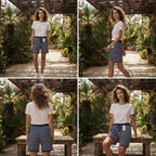 GINA BENOTTI Navy and White Striped Drawstring Lounge Shorts