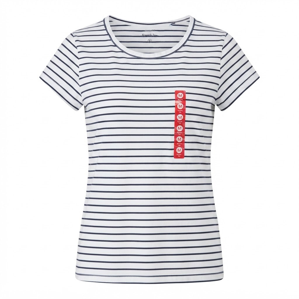 essentials White and Navy Stripe Short-Sleeve Stretch T-Shir