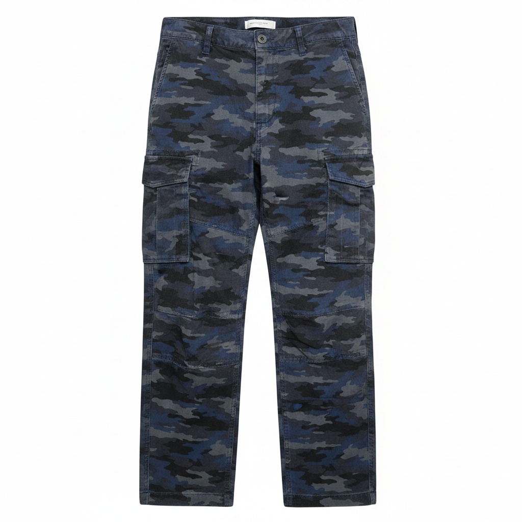 MADDOX Men's Blue Camouflage Cargo Pants - Size W36