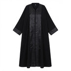 Black Embroidered Tonal Panel Kaftan Abaya
