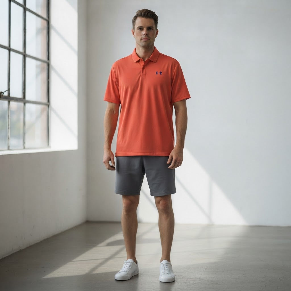Under Armour Orange-Red Performance Polo Shirt Short Sleeve