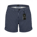 Women's Navy and White Striped Tailored Shorts