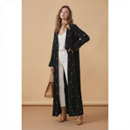 Women's Black Embroidered Modest Longline Abaya Robe