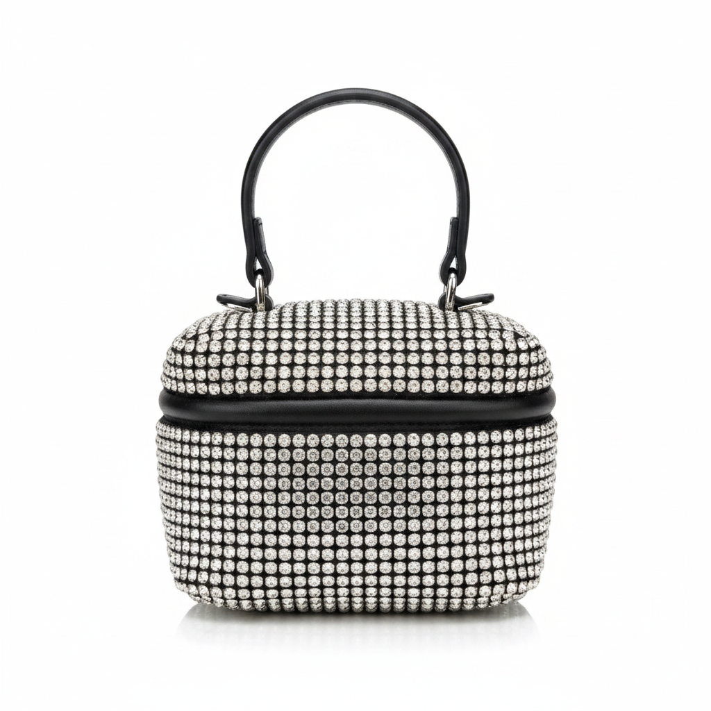 Women's Silver Rhinestone Mini Vanity Bag