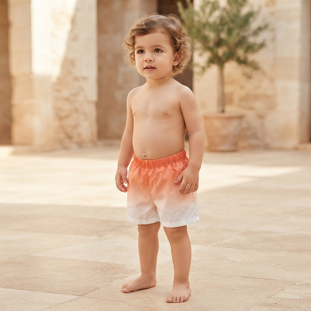 SHEIN Coral Ombré Toddler Pull-on Shorts with Elasticated Wa