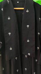 Women's Black Embroidered Modest Longline Abaya Robe
