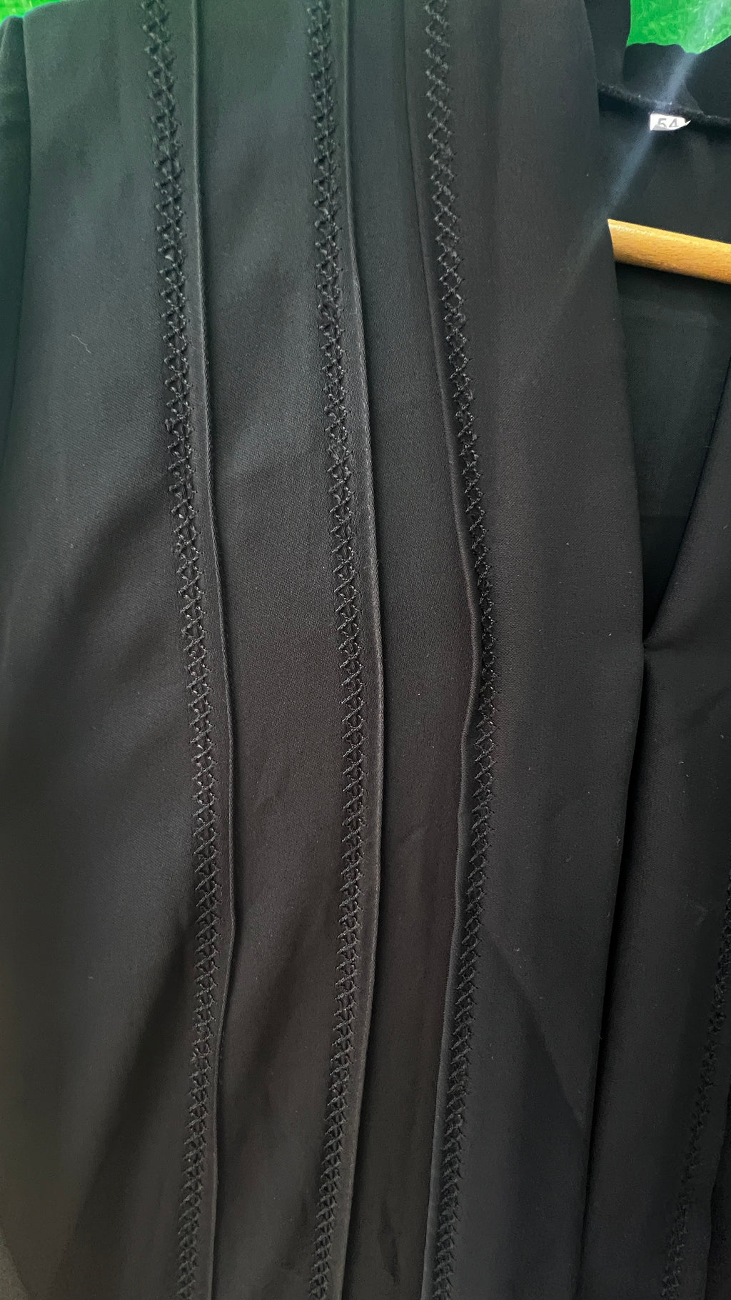 Elegant Black V-Neck Pintuck Abaya Maxi Dress