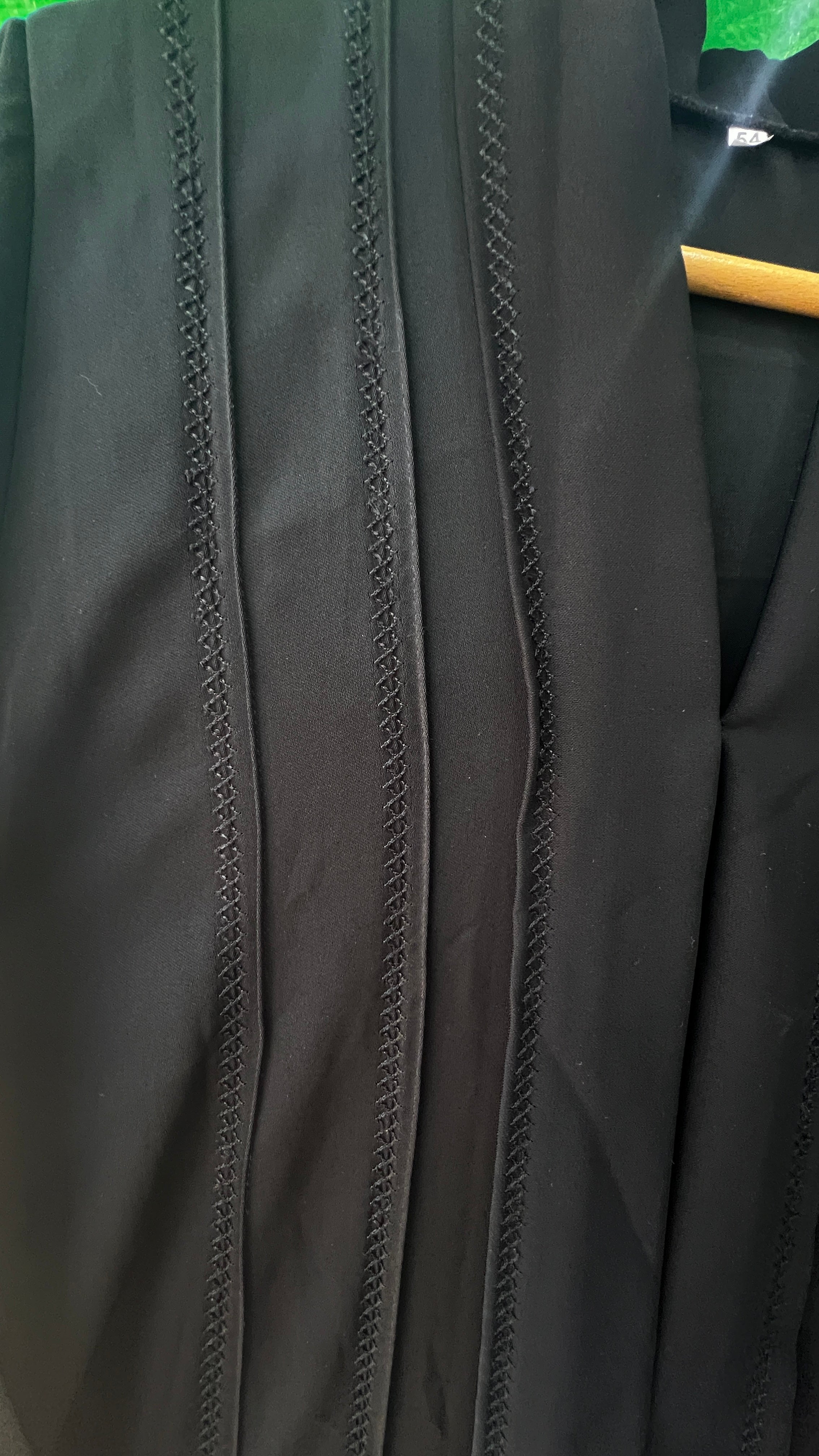 Elegant Black V-Neck Pintuck Abaya Maxi Dress