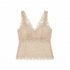 Premium Women's Beige Floral Lace V-Neck Camisole Tank