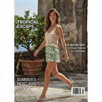 Vibrant Green Botanical Leaf Print Elastic Waist Shorts