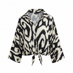 F&F Black and White Abstract Print Tie-Front Shirt