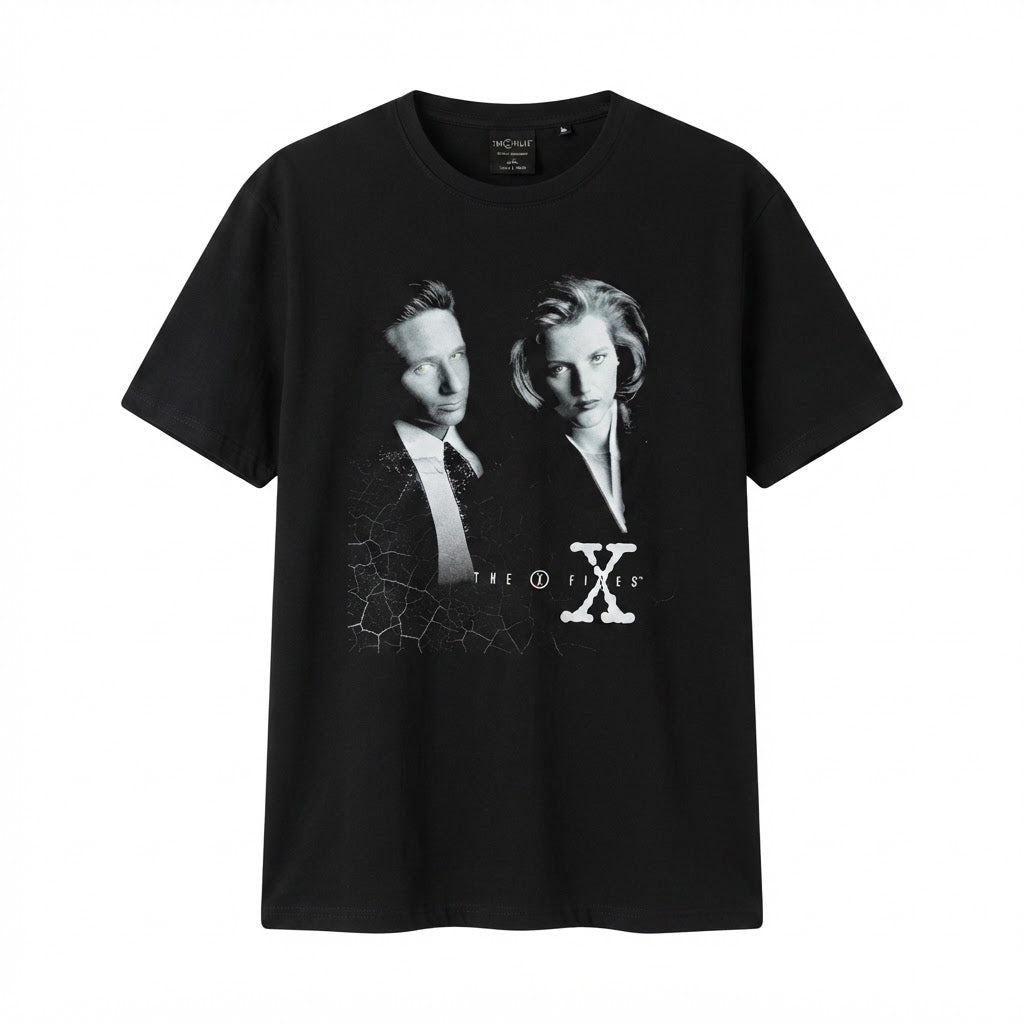 The X-Files Black Oversized Graphic Tee with Monochrome TV P