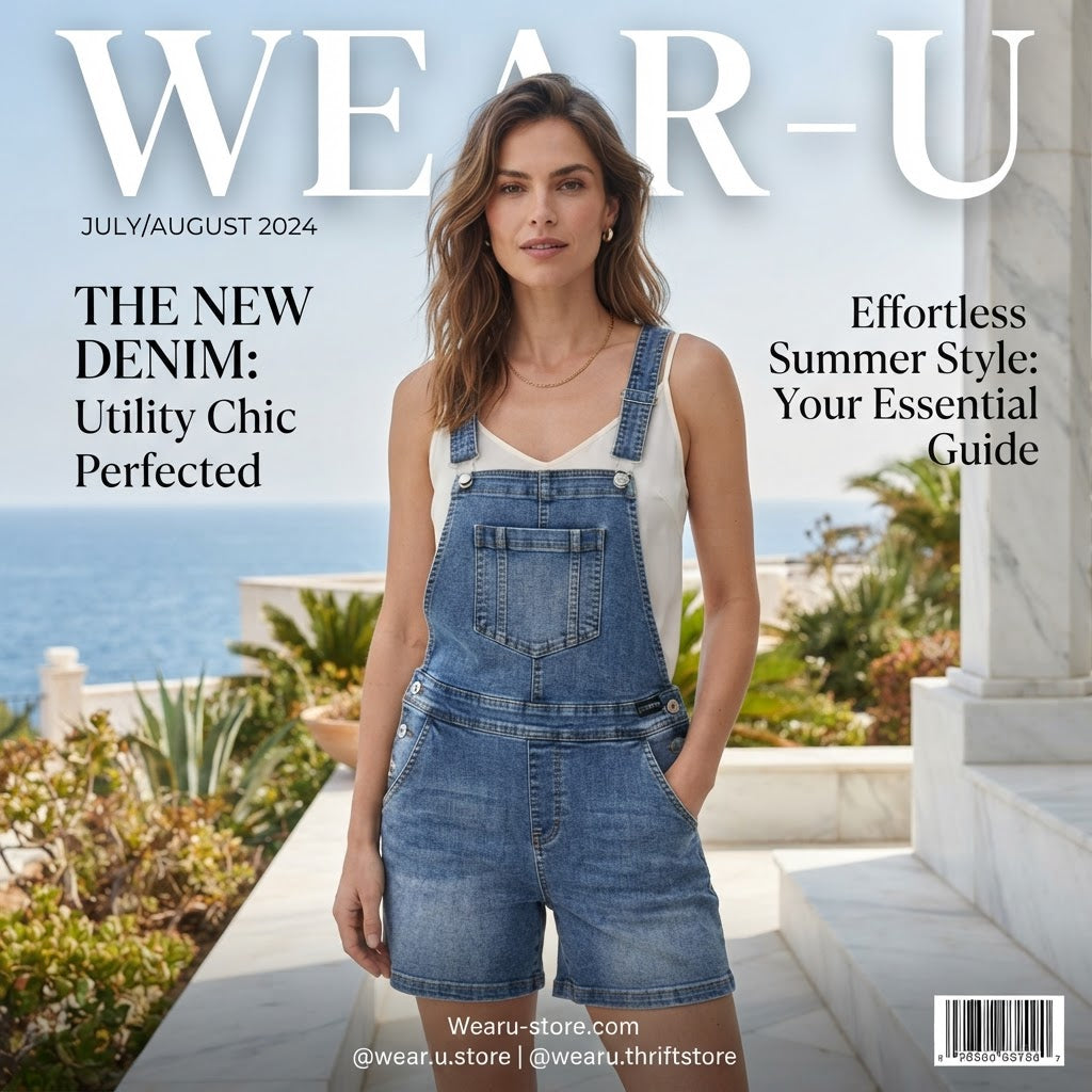 esmara Mid-Wash Blue Acid Wash Denim Short Overalls