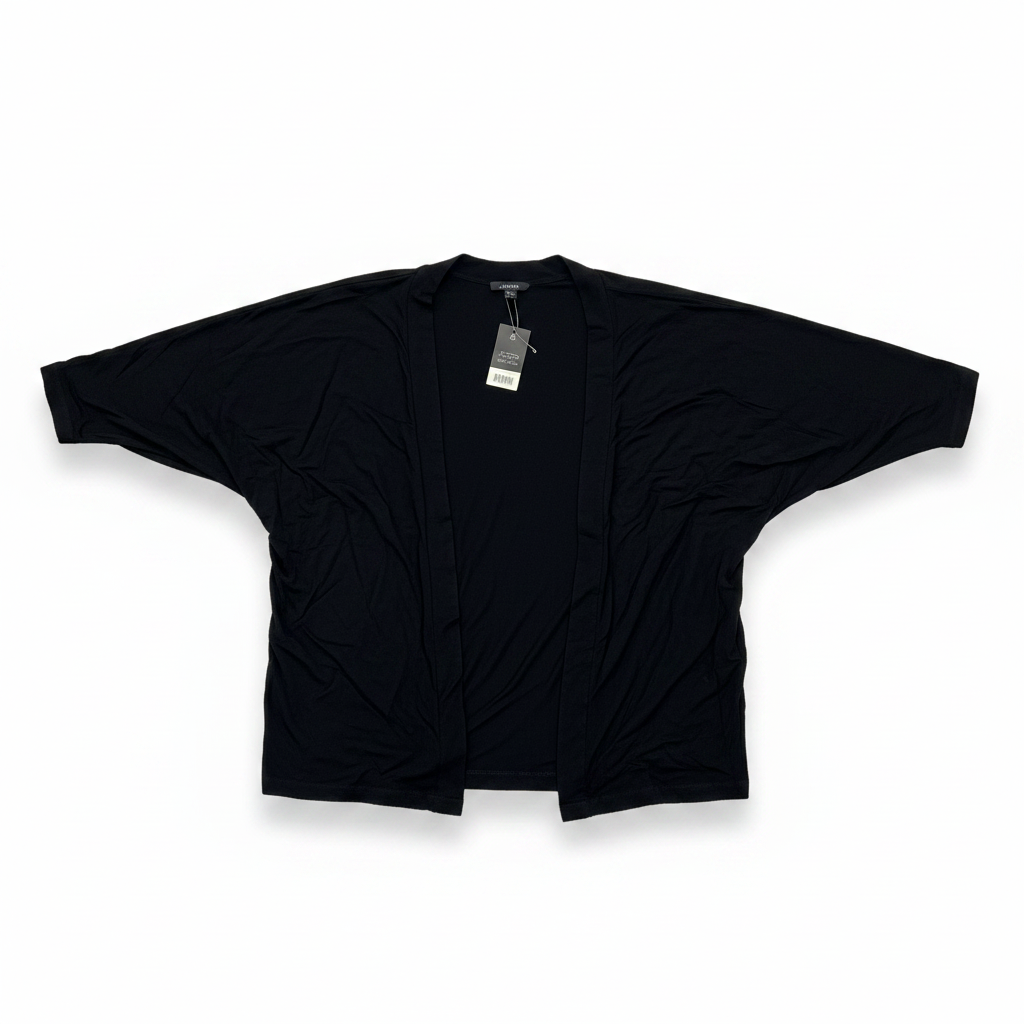 Women's Black Open Front Relaxed Cardigan