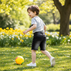 name it. Kids' Bright Green Button-Fly Woven Cotton Shorts