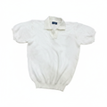 Aura White Textured Knit Johnny Collar Polo Shirt