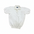 Aura White Textured Knit Johnny Collar Polo Shirt