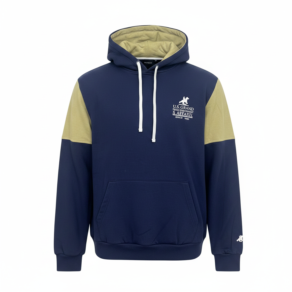 U.S. Grand Polo Men's Colorblock Navy & Olive Hoodie