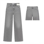 Mango Grey Wide-Leg Denim Jeans with Architectural Waistband