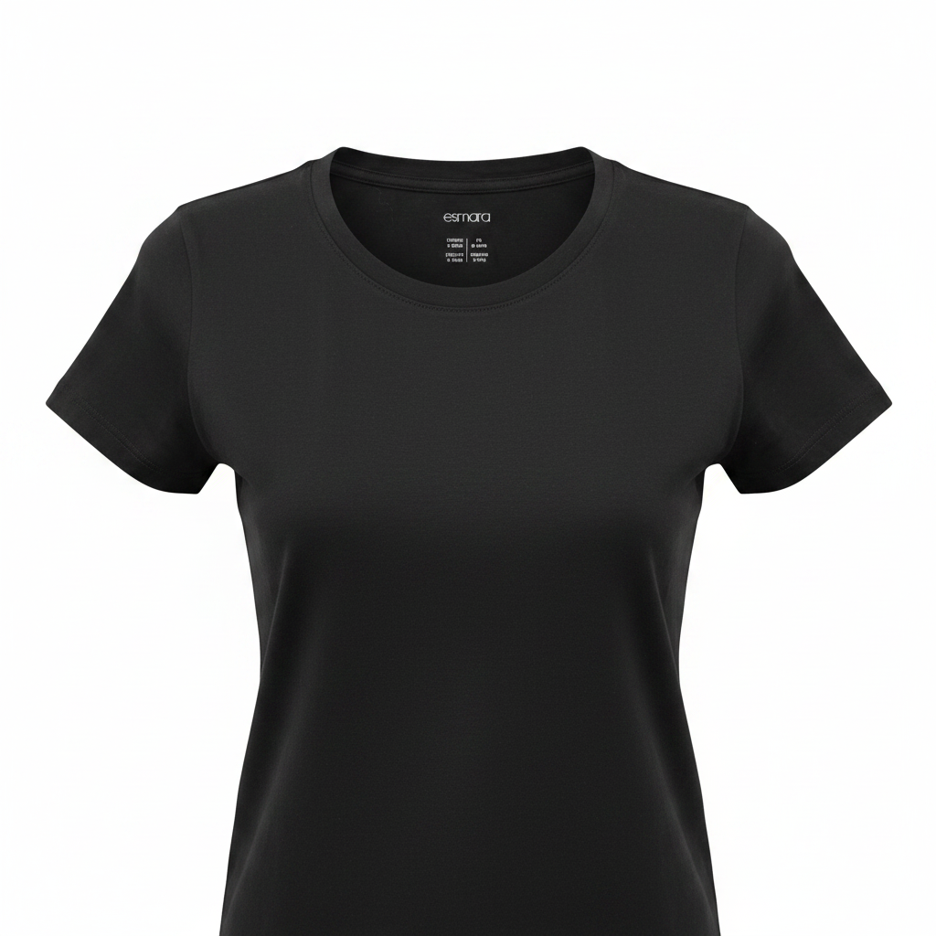 Women's Classic Black Short-Sleeve Cotton T-Shirt