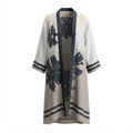Koton Women's White and white Floral Print Long Open-Front Abaya