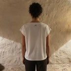anko White Relaxed Boxy V-Neck Cap-Sleeve Cotton Top