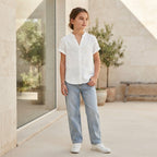 SHEIN White Short-Sleeve Relaxed Button-Front Shirt