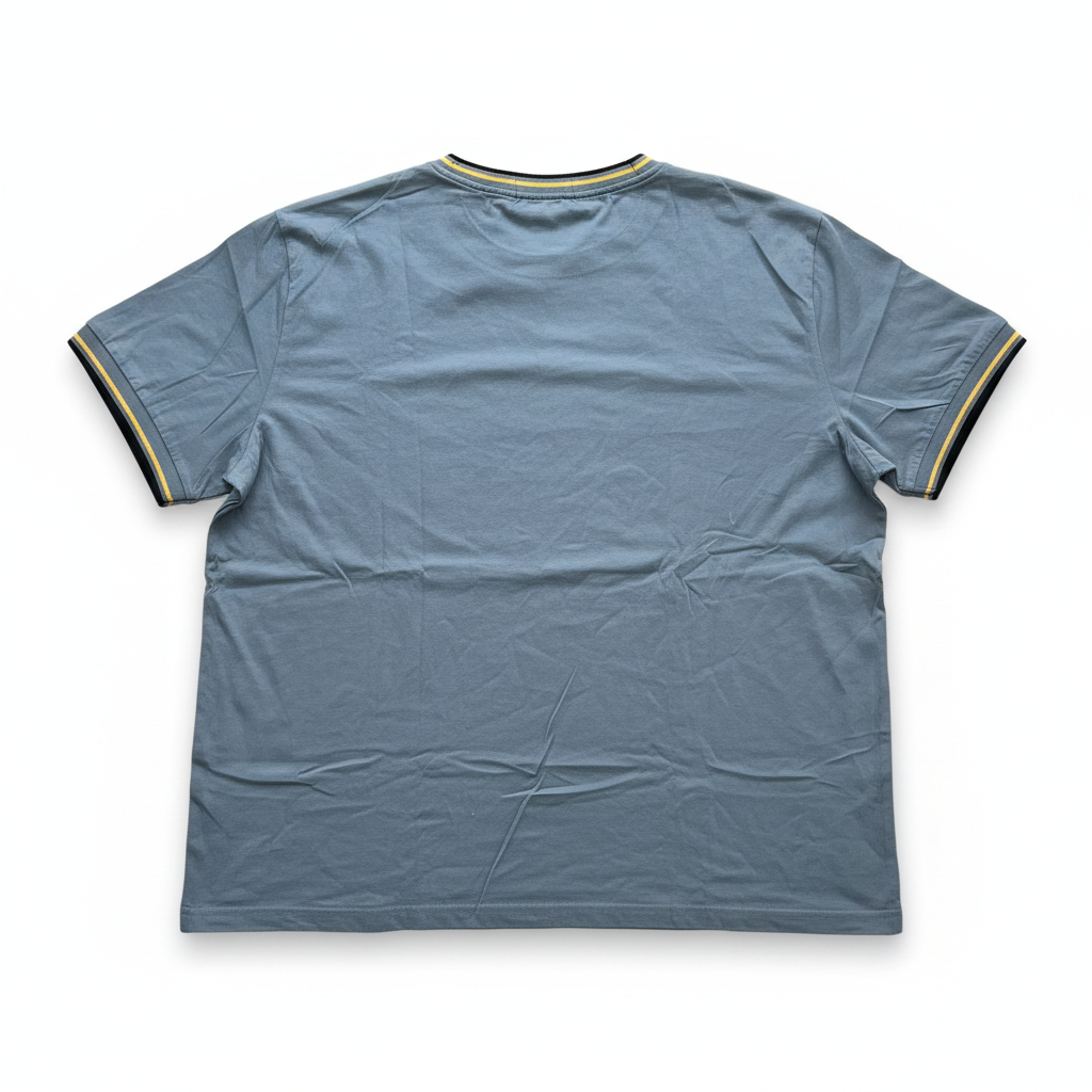 FRED PERRY Men's Light Blue Tipped Crew Neck Cotton T-Shirt