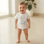 SHEIN White Infant T-Shirt with Rainbow Outline Bear Graphic