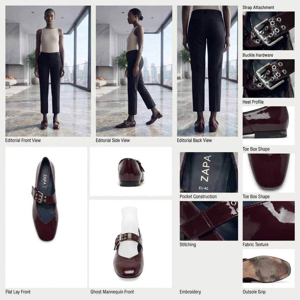 Burgundy Patent Leather Mary Jane Flats with Buckle