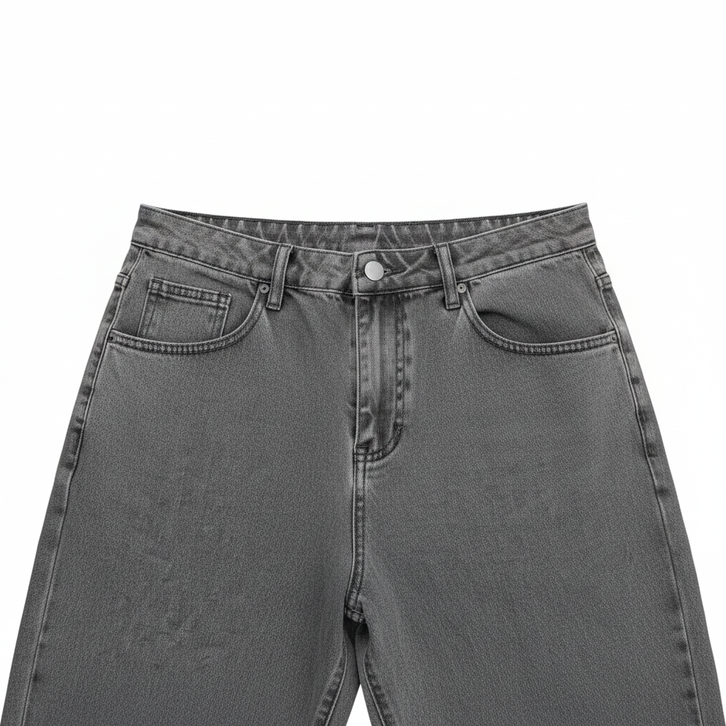 Grey High-Waisted Wide Leg Denim Jeans