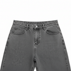Grey High-Waisted Wide Leg Denim Jeans