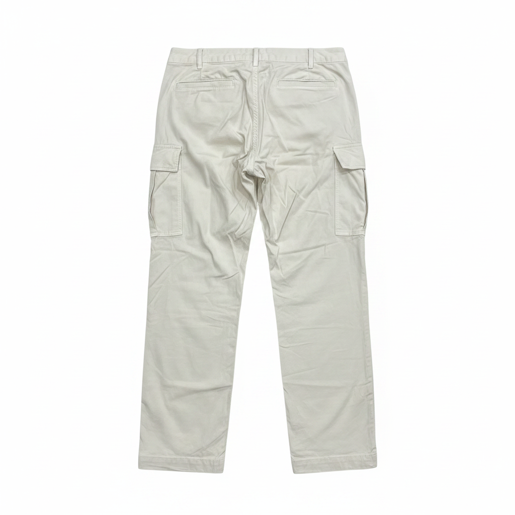 Men's Premium Off-White Cotton Cargo Trousers